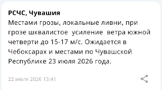 Предупреждение о грозе и сильном ветре в Чувашии